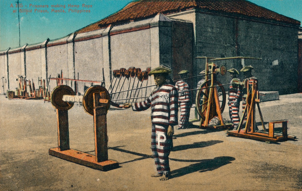 Fanger laver hamstreb i Bilibid-fængslet, Manila, Filippinerne, c1900 af Unbekannt