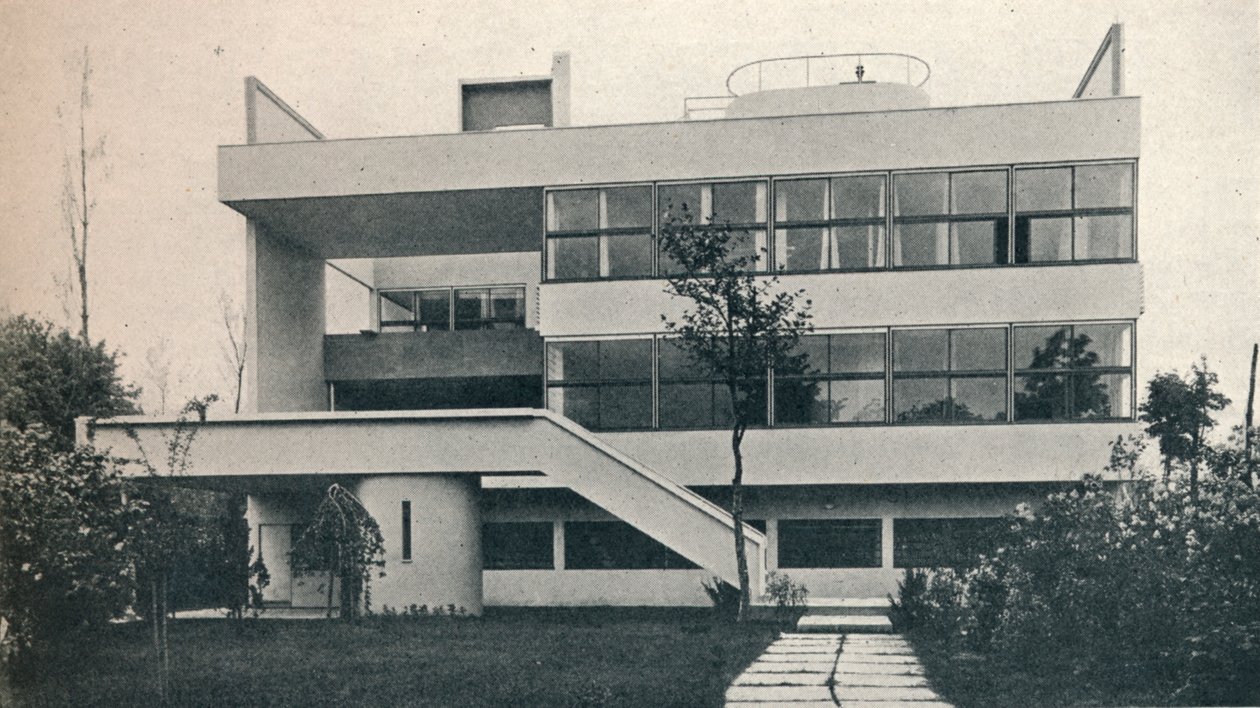 Privat hus ved Garches, nær Paris: Havefront. Arkitekter, Le Corbusier og Pierre Jeanneret, af Unbekannt