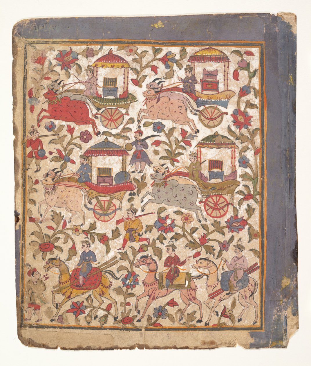 Procession af vogne, der bærer bytte...fra et spredt Bhagavata Purana-manuskript, c1640-50. af Unbekannt