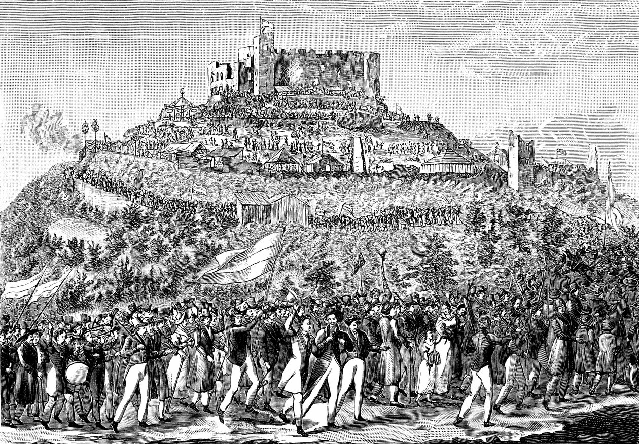 Procession til Hambach Slot den 27. maj 1832. af Unbekannt