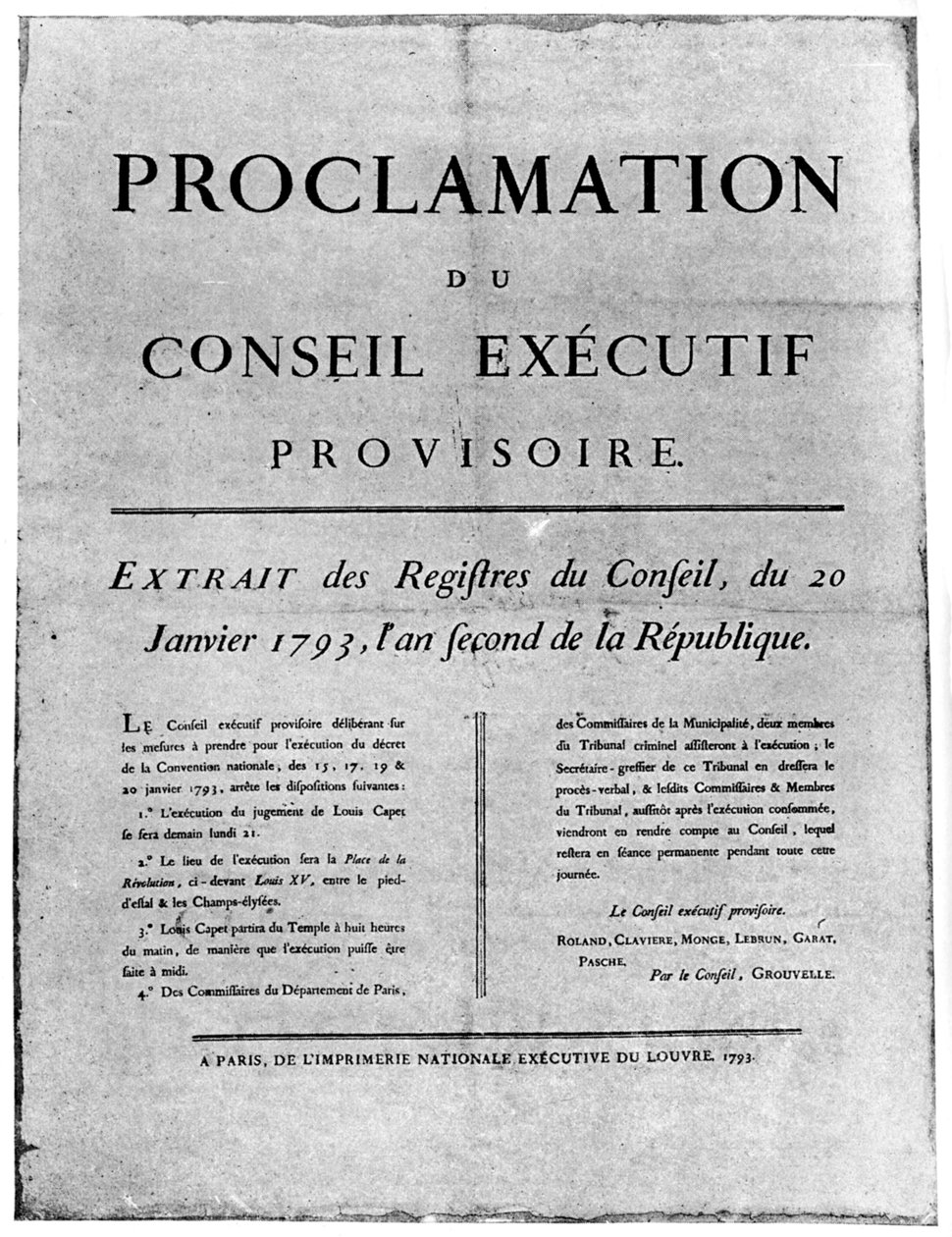 Proklamation af ordren om henrettelse af Ludvig XVI af Frankrig, 1793 1894 af Unbekannt