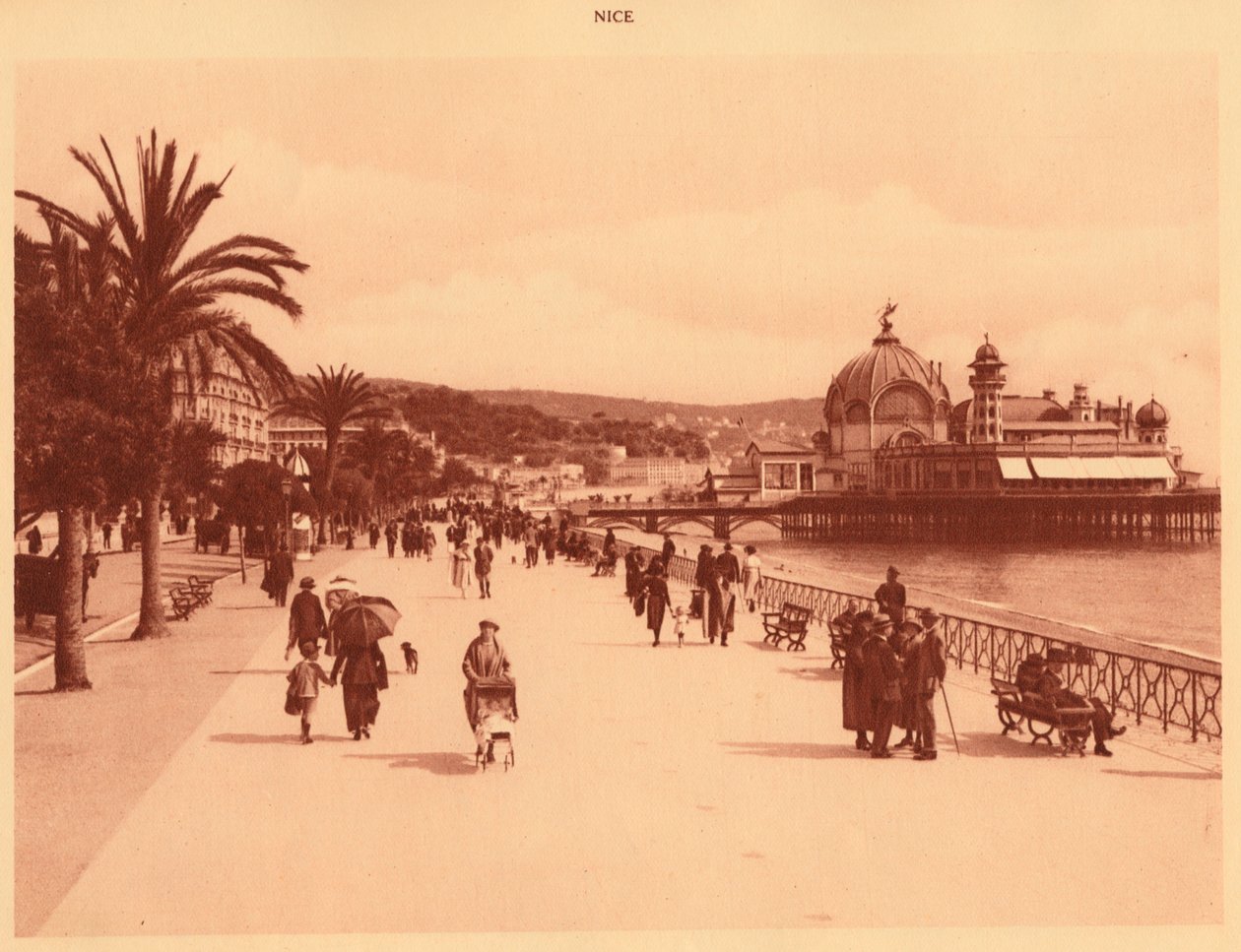Promenade des Anglais og Jetty Palace, Nice, 1930. af Unbekannt