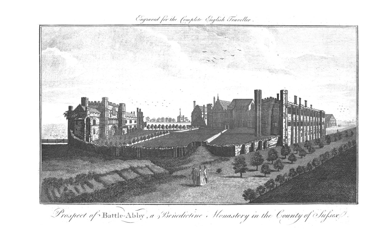 Prospect of Battle-Abby, et benediktinerkloster i County of Sussex., 1771 af Unbekannt