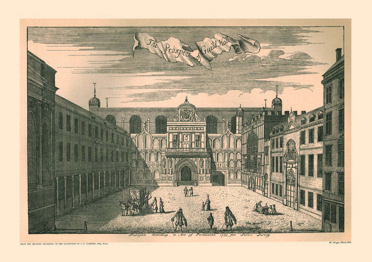 Prospekt af London Guild Hall, 1755, 1886 af Unbekannt
