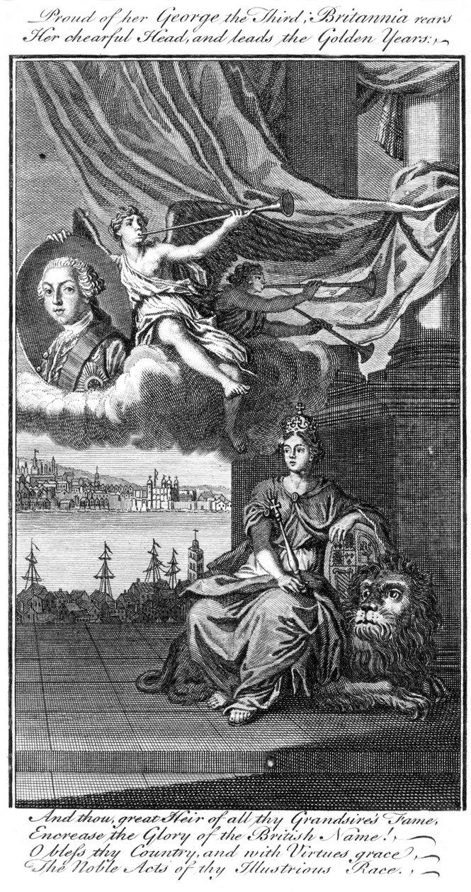 Britannia er stolt af sin George III, og rejser sit muntre hoved og leder de gyldne år af Unbekannt