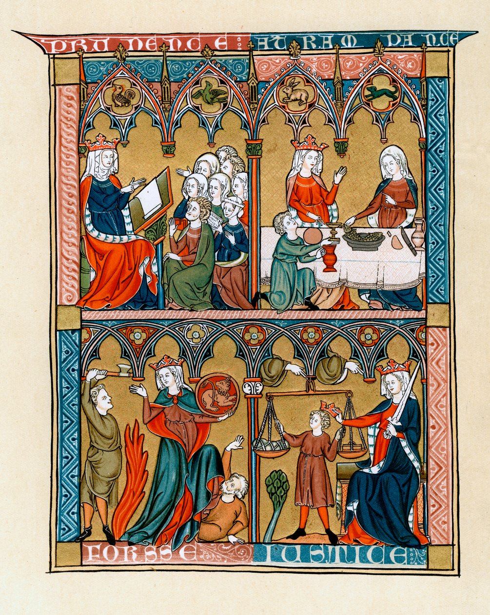 Forsigtighed, temperament, styrke og retfærdighed, 1290-1300 af Unbekannt