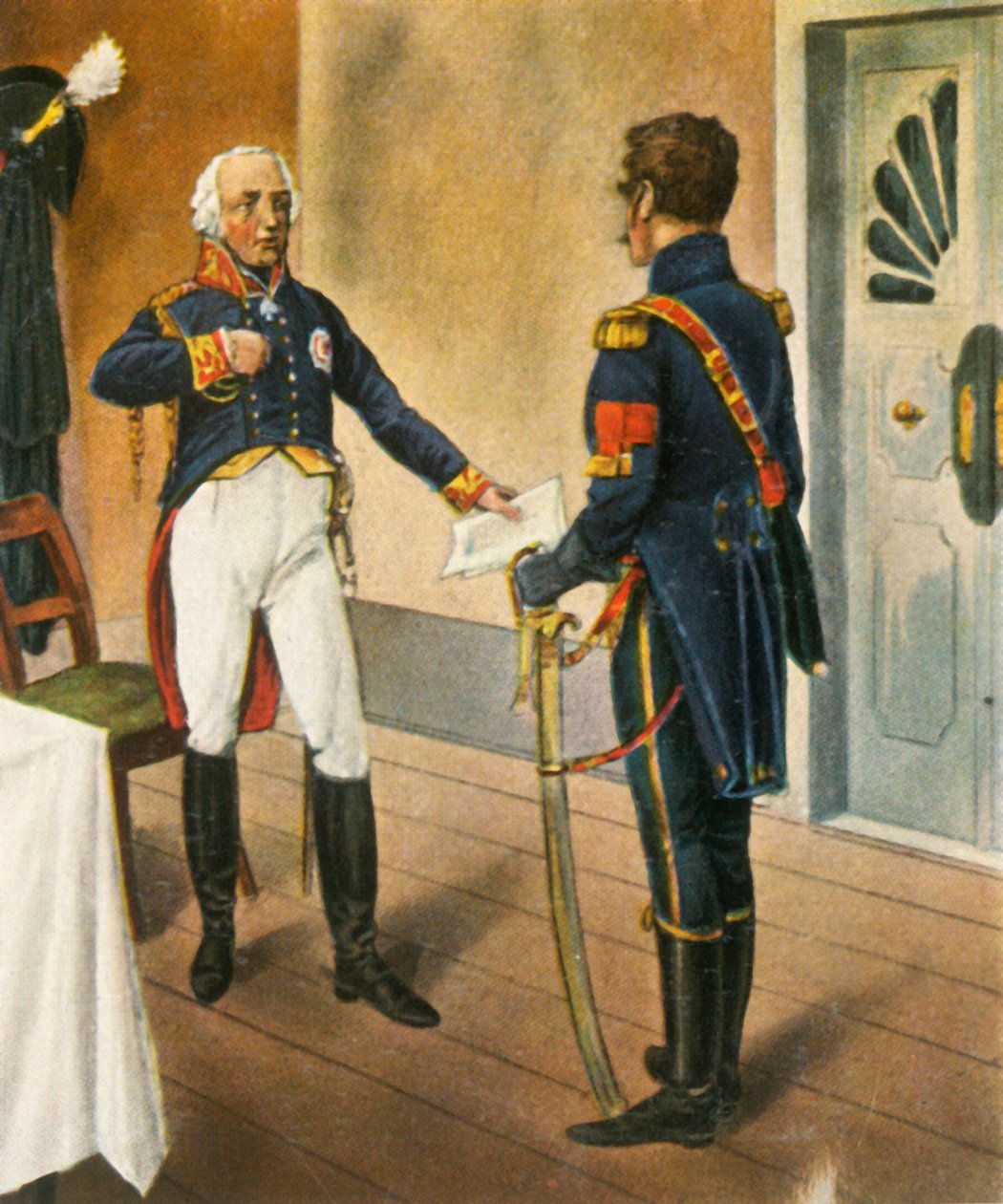Den preussiske general Courbière, kommandant af Graudenz, og fransk udsending Savary, 1807, 1936. af Unbekannt
