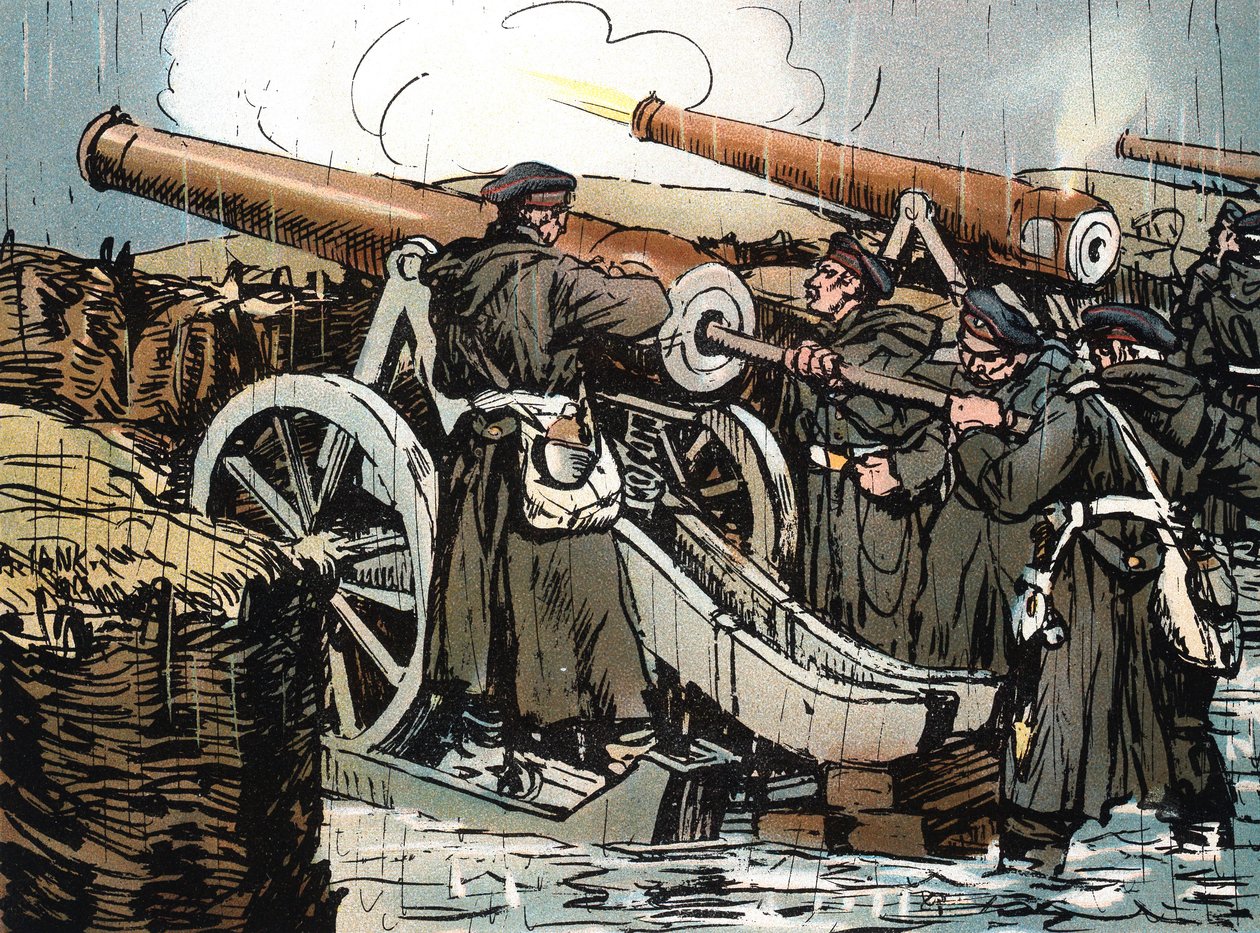 Preussisk artilleribatteri i aktion, fransk-preussisk krig, 1870-1871 af Unbekannt