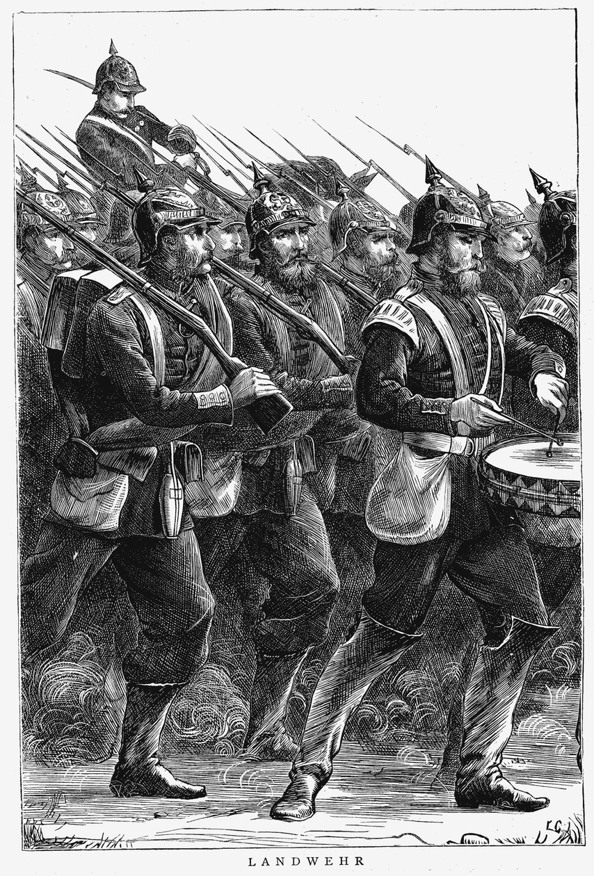 Preussiske soldater på march, fransk-preussisk krig, september 1870 af Unbekannt