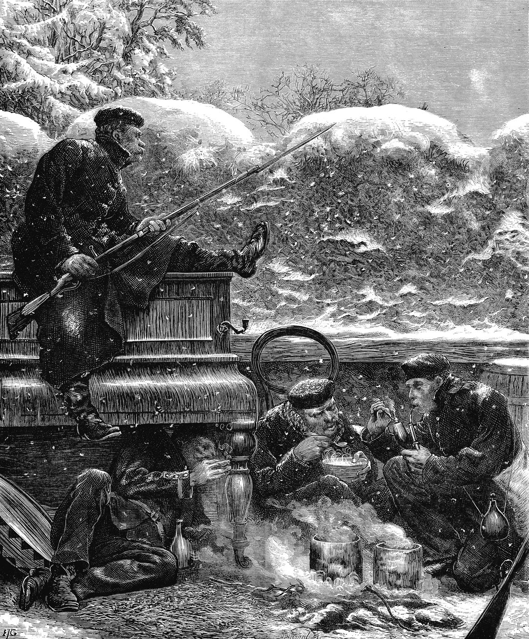 Preussiske tropper ved belejringen af Paris, den fransk-preussiske krig, december 1870 af Unbekannt