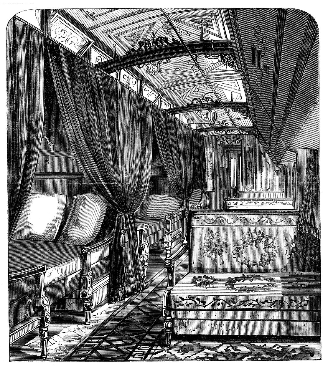 Pullman sovevogn på Union Pacific Railroad, c1869 af Unbekannt