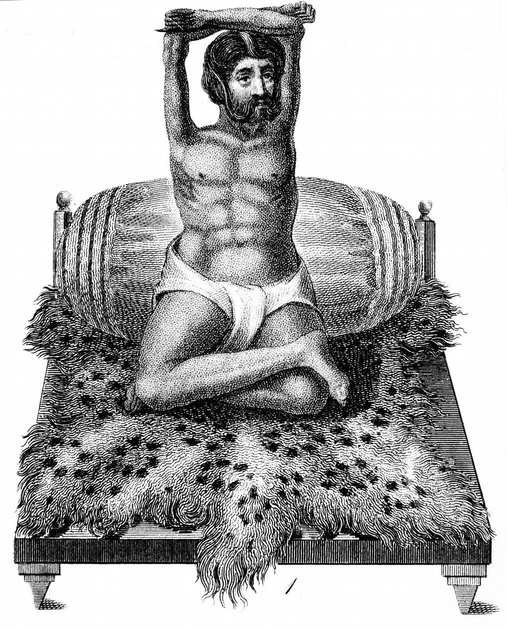 Purana Puri, hinduistisk filosof, løfter sine arme over hovedet, 1811 af Unbekannt