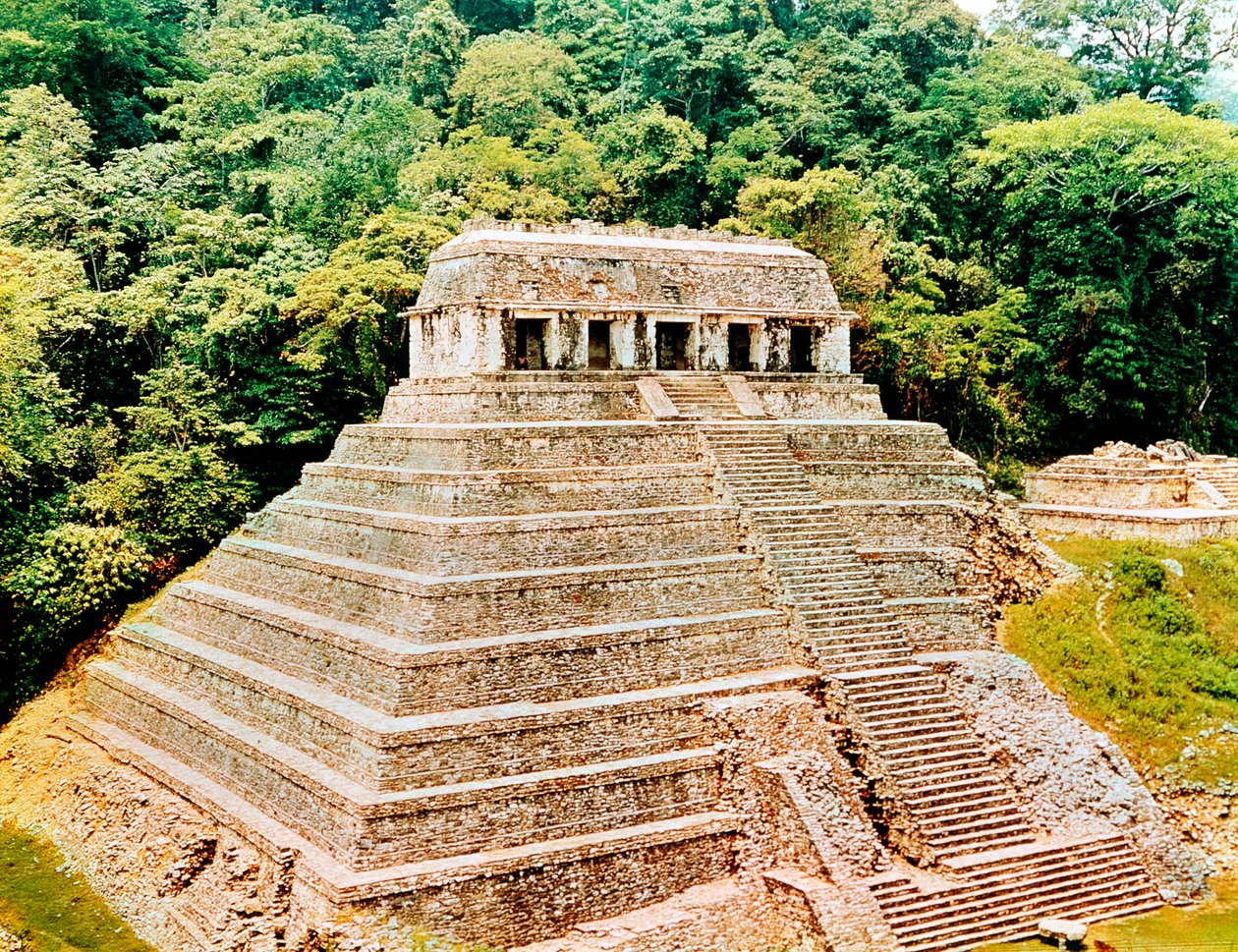 Pyramid and Temple-of-the-Inscriptions, Palenque, Mexico, 7. århundrede af Unbekannt