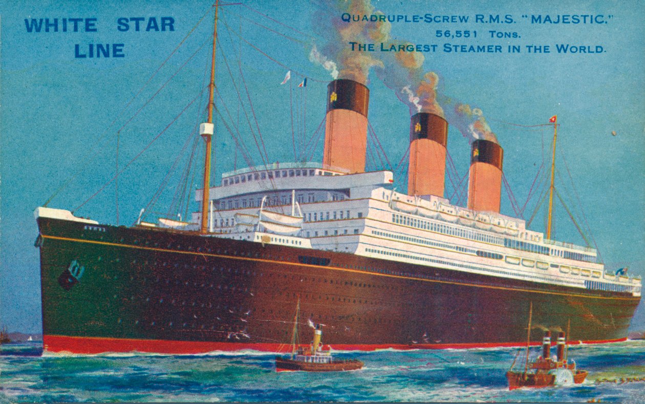 Quadruple-Screw R.M.S Majestic of the White Star Line, c1920