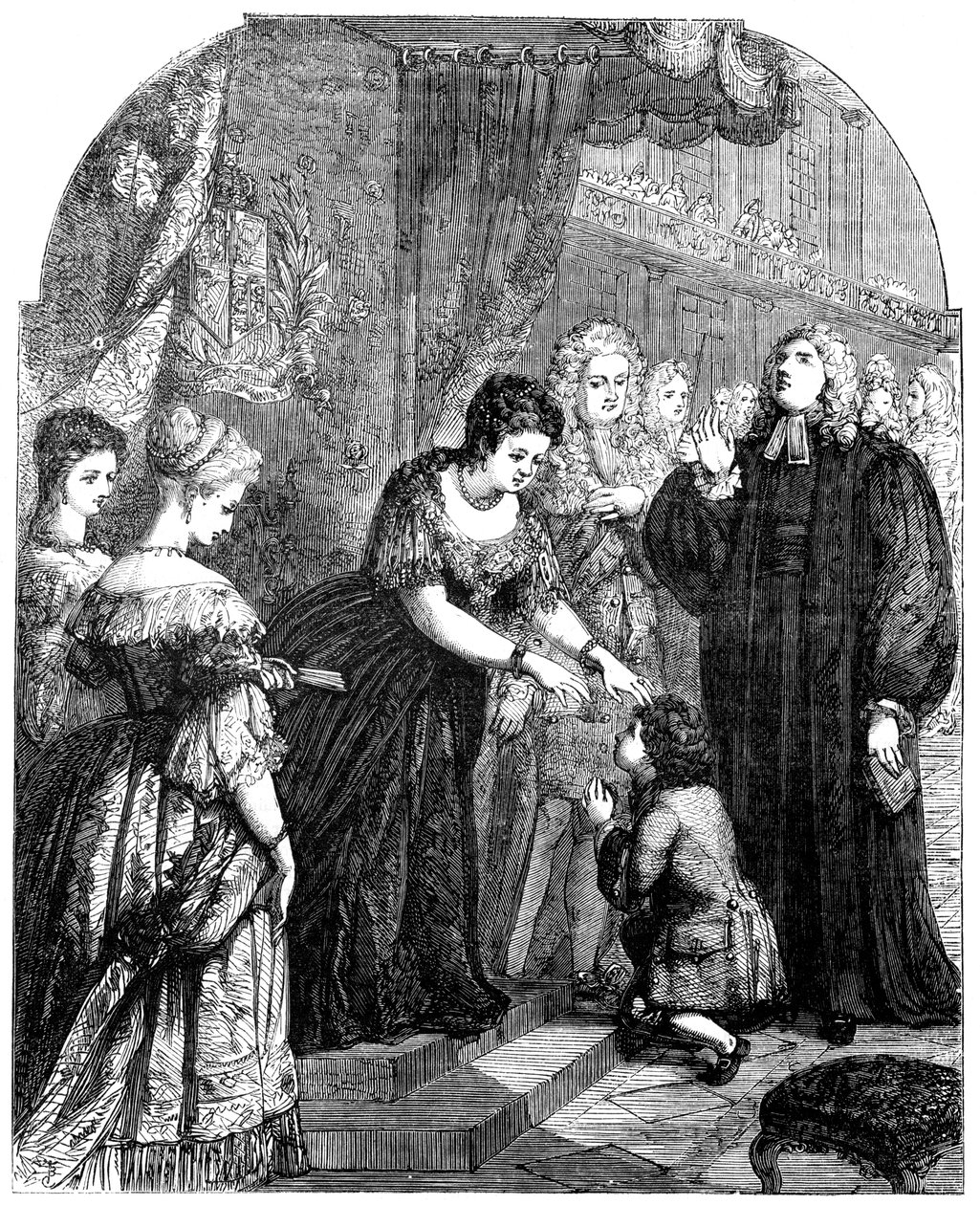 Dronning Anne 1665-1714 rører unge Samuel Johnson for det onde af Unbekannt
