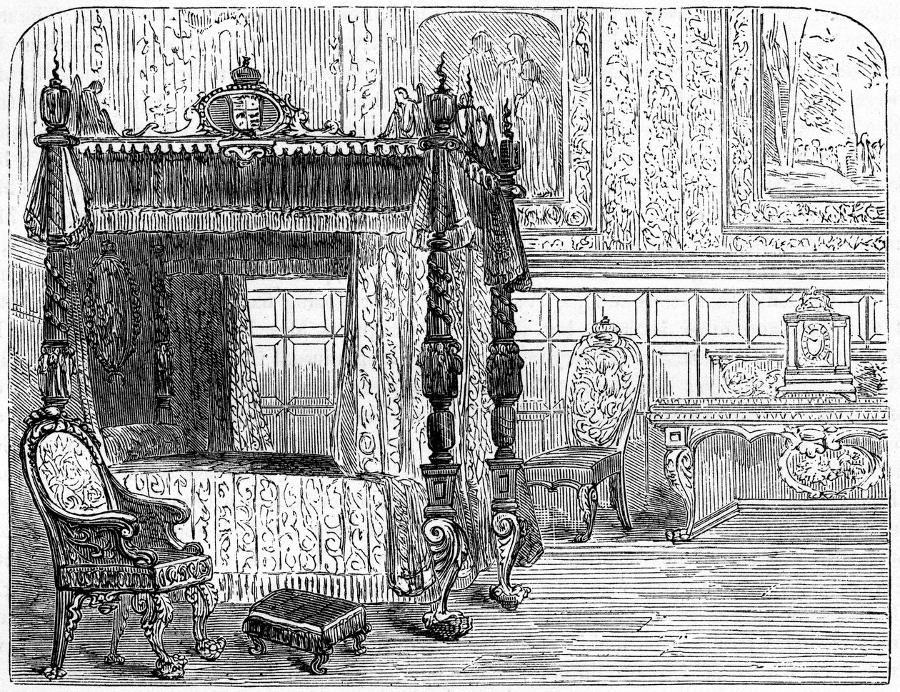 Dronning Annes 1665-1714 sengekammer, 1700-tallet 1800-tallet af Unbekannt