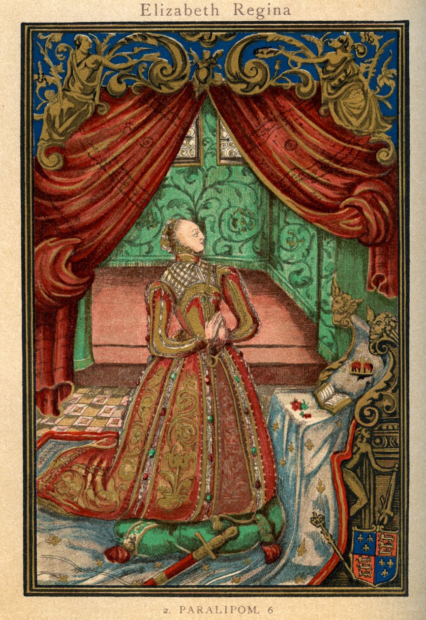 Dronning Elizabeth I ved bøn, 1569, 1893 af Unbekannt