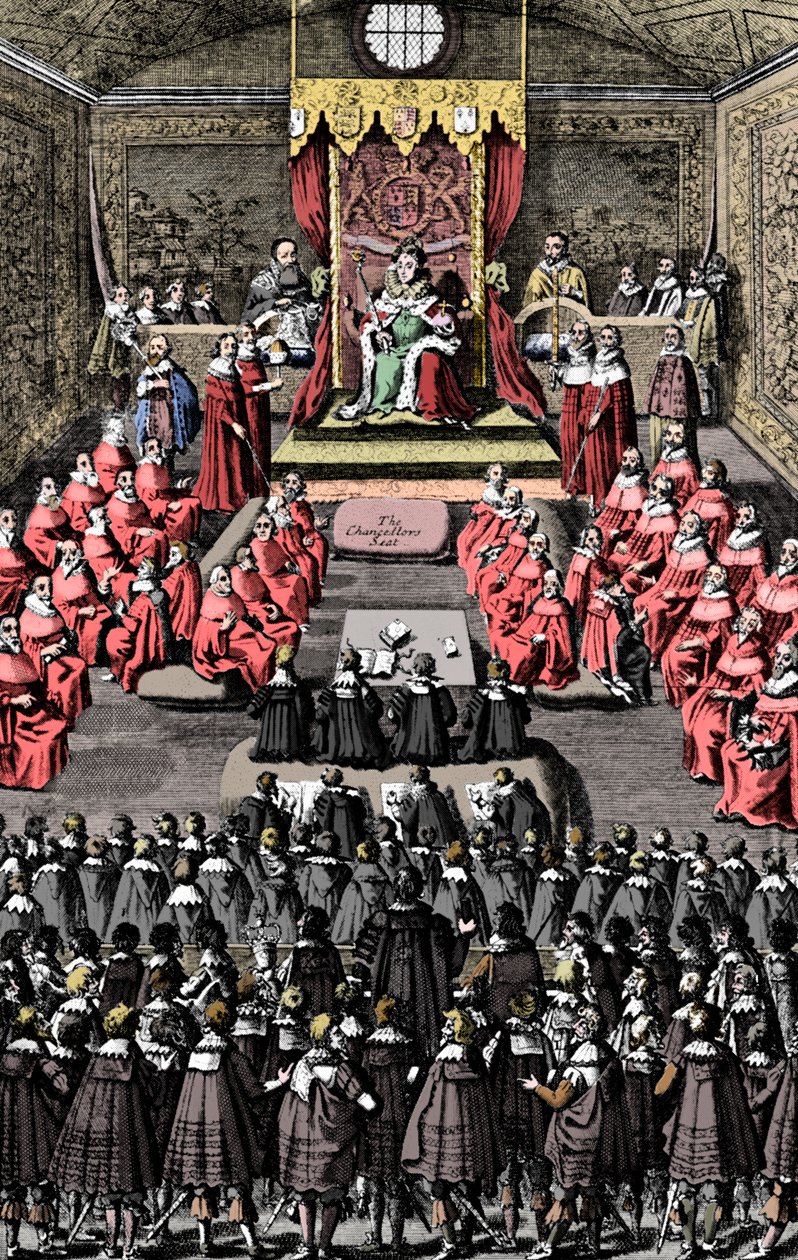 Dronning Elizabeth I i parlamentet, 1500-tallet, c1902-1905 af Unbekannt