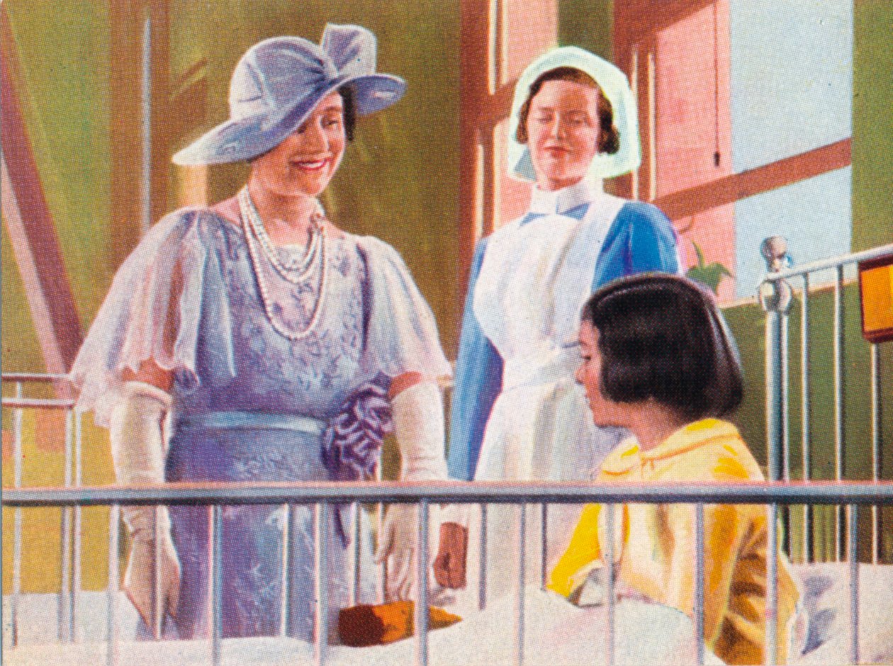 Dronning Elizabeth besøger en børneafdeling på Middlesex Hospital, 1935. 1937 af Unbekannt