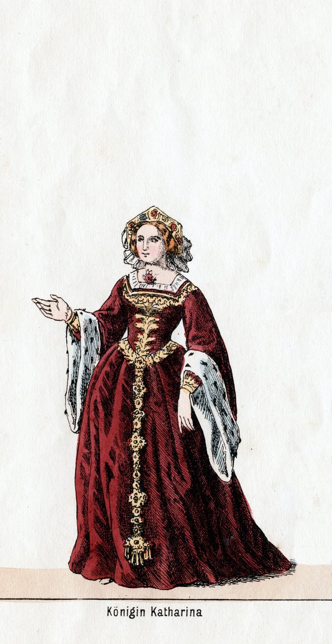 Dronning Katharine, kostumedesign til Shakespeares skuespil, Henry VIII, 1800-tallet af Unbekannt