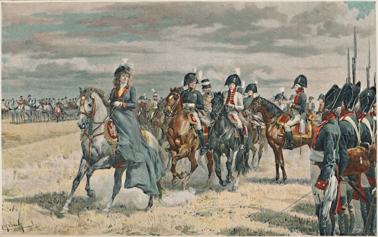 Dronning Louisa gennemgår den preussiske hær, 1896 af Unbekannt