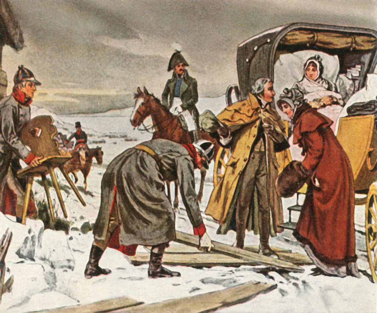 Dronning Louise på flyveturen til Memel, 5. januar 1807, 1936. af Unbekannt