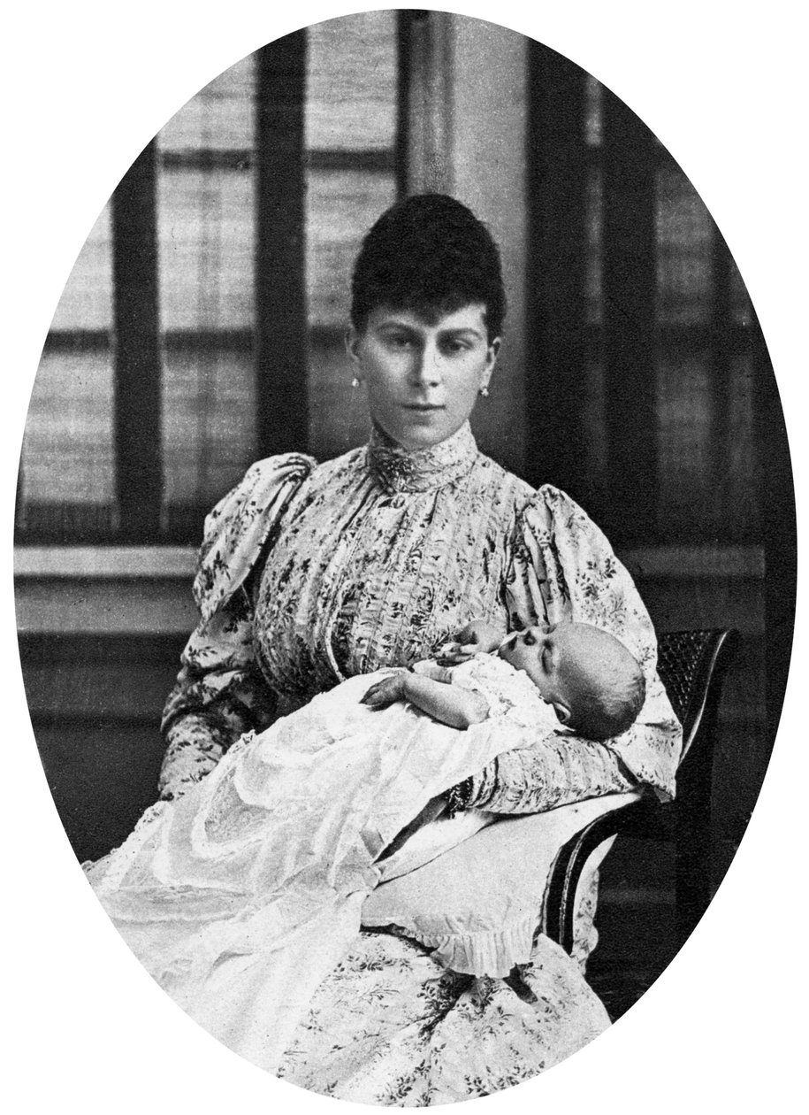 Dronning Mary med den fremtidige kong Edward VIII, c1894 af Unbekannt
