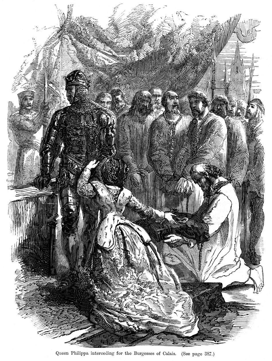 Dronning Philippa 1314-1369 går i forbøn for burgesserne af Calais, 1346 af Unbekannt