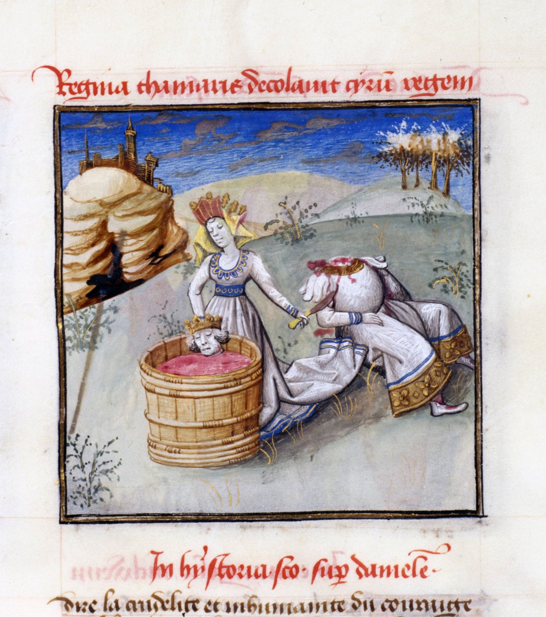 Dronning Tomyris. Fra: Speculum Humanae Salvationis Mirror of Human Salvation af Ludolph af Sachsen af Unbekannt