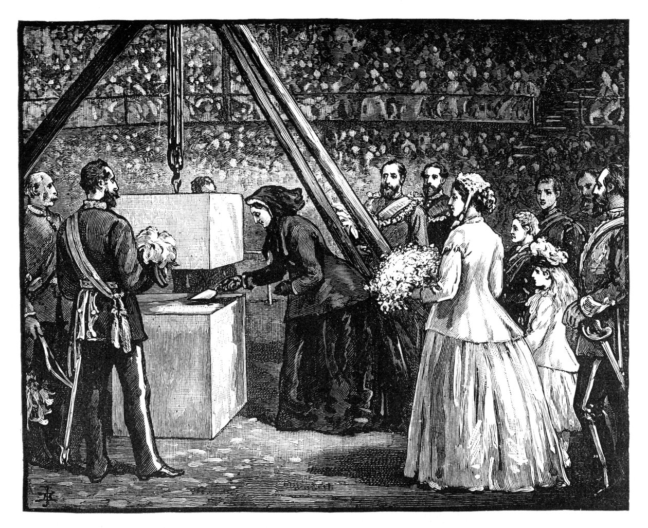 Dronning Victoria lægger grundstenen til Royal Albert Hall, London, 1860