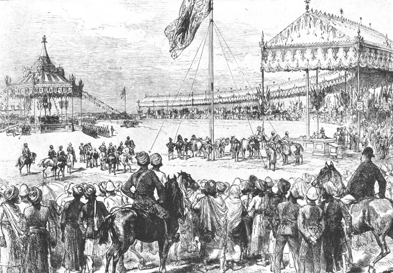 Dronning Victoria udråbte til kejserinde af Indien, 1877: The Imperial Durbar i Delhi..., 1901. af Unbekannt