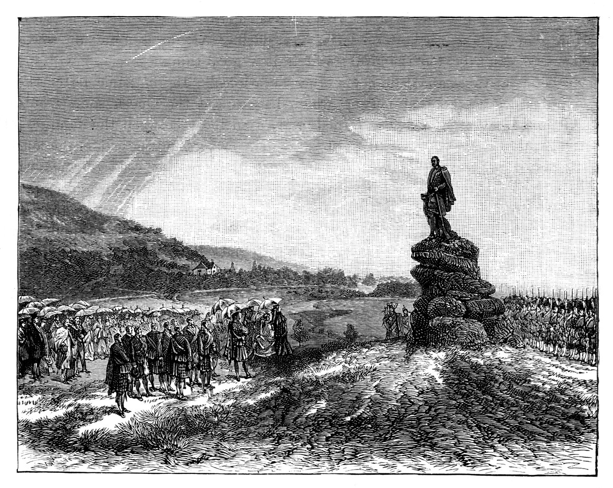 Dronning Victoria afslører en statue af prins Albert i Balmoral, Skotland, 1860
