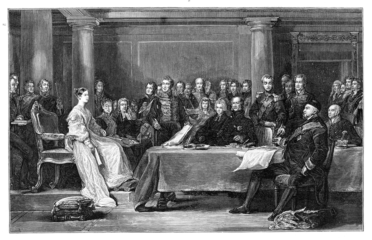 Dronning Victorias første råd, c1837 af Unbekannt