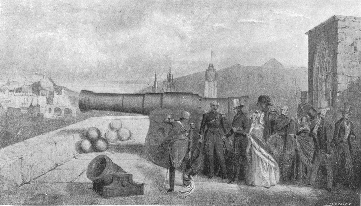 Dronning Victorias første besøg i Skotland, 1842: Inspicering af Mons Meg på Edinburgh Castle, 1901. af Unbekannt