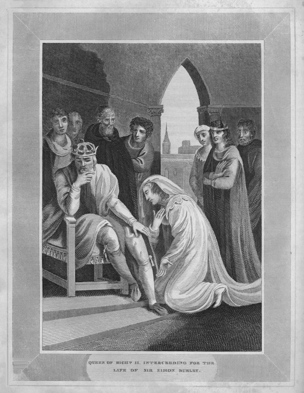 Dronning af Richard II. Forbøn for Sir Simon Burleys liv, 1838 af Unbekannt