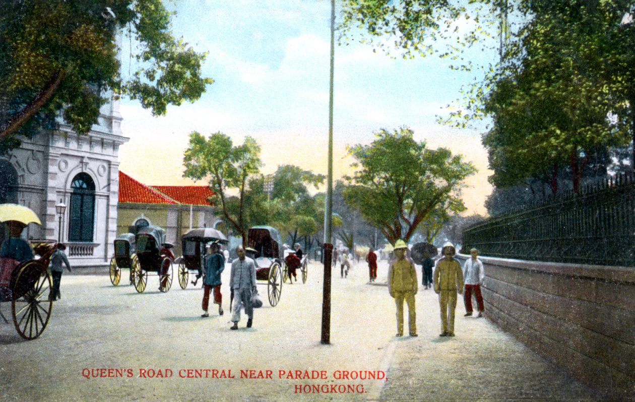 Queens Road Central, nær Parade Ground, Hong Kong, Kina, omkring 1900-tallet af Unbekannt