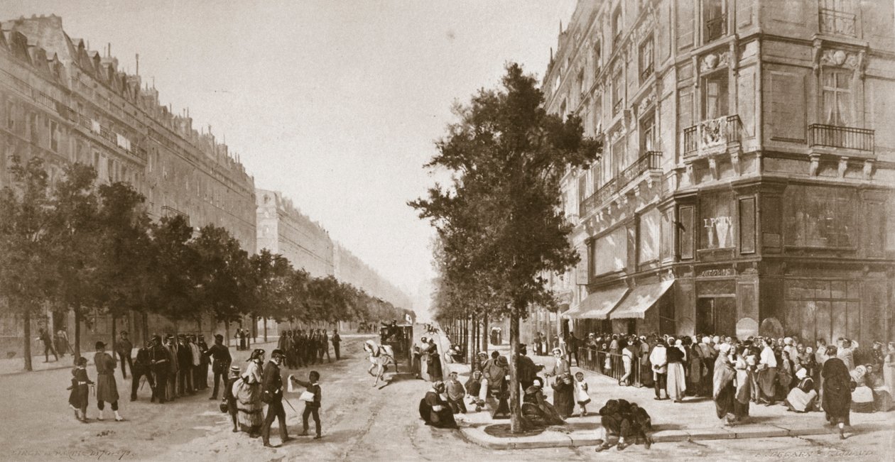 Kø uden for en købmand, belejring af Paris, fransk-preussisk krig, 1870-1871 af Unbekannt