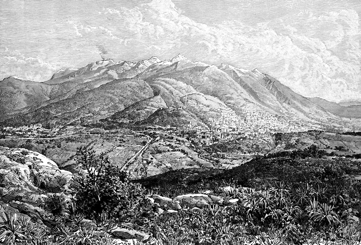 Quito og Mount Pichincha, Ecuador, 1895 af Unbekannt