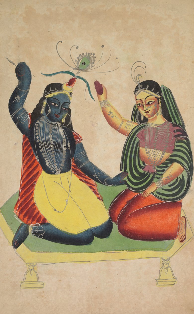 Radha og Krishna, 1800-tallet. af Unbekannt
