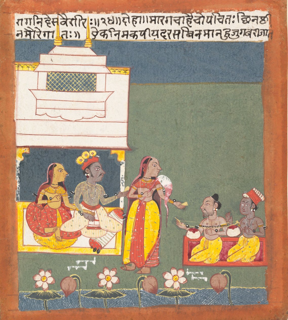 Ragini Des Variri: Side fra a Dispersed Ragamala Series Garland of Musical Modes, ca. 1680. af Unbekannt