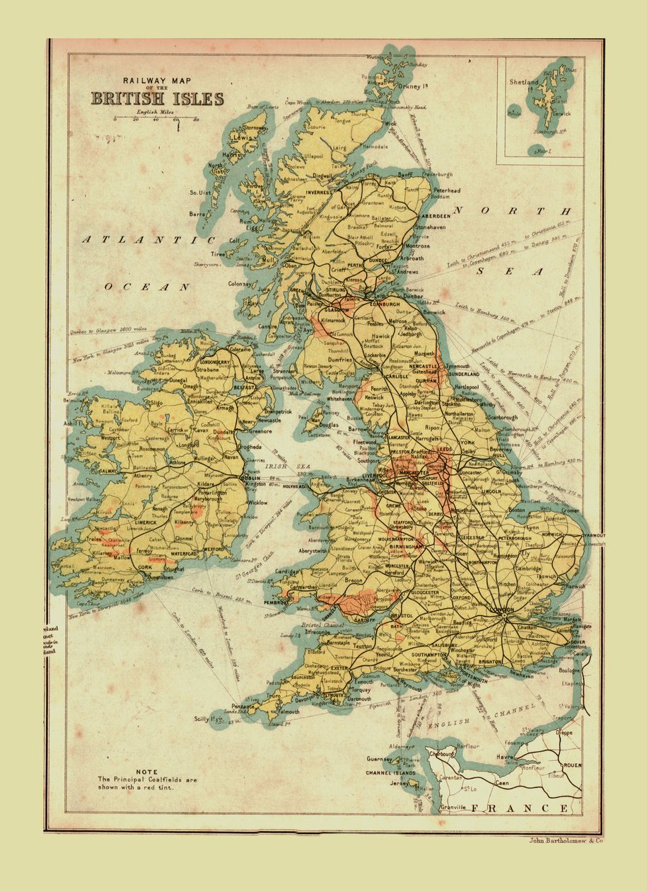 Jernbanekort over de britiske øer, 1902. af Unbekannt