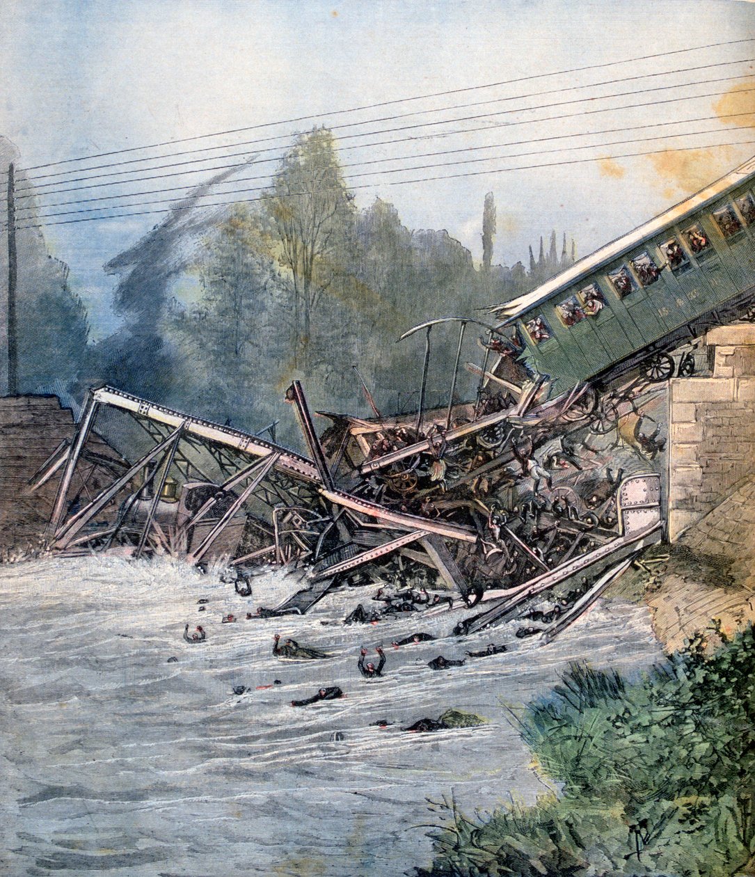 Jernbaneulykke, Munchenstein, Schweiz, 14. juli 1891 af Unbekannt