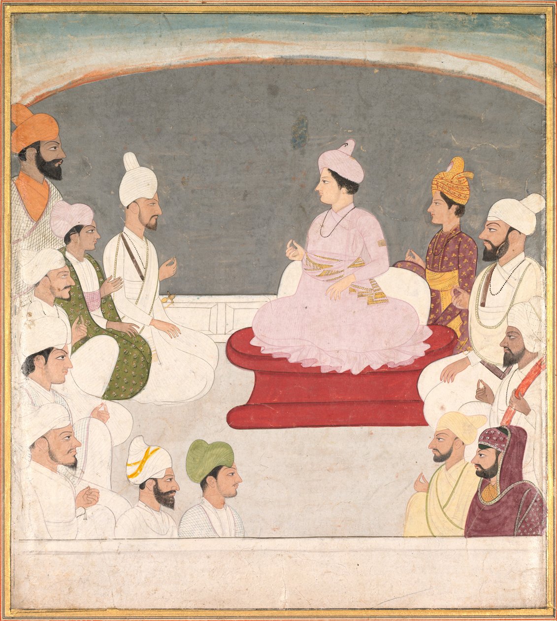 Raja Sansar Chand fra Kangra og Courtiers, ca. 1783. af Unbekannt