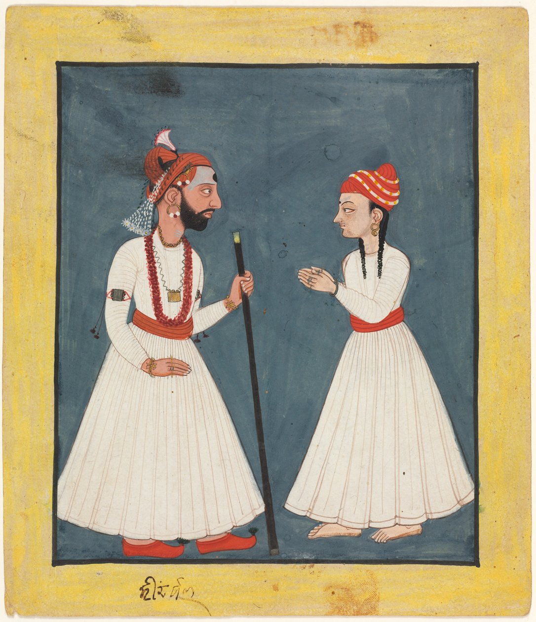 Raja Shamsher Sen med en ungdom, 1760-70. af Unbekannt