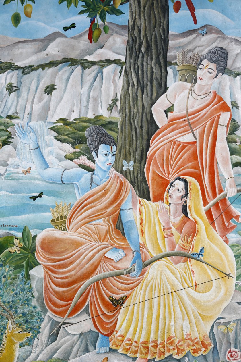 Rama, Sita og Laxman. Pashupatinah, Kathmandu, Nepal af Unbekannt