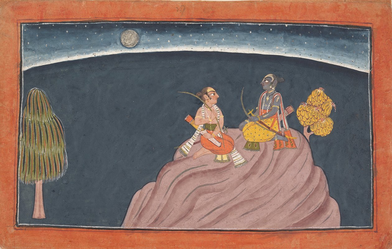 Rama og Lakshmana på Pavarasana-bjerget: Folio fra Shangri Ramayana-serien..., c1690-1710. af Unbekannt
