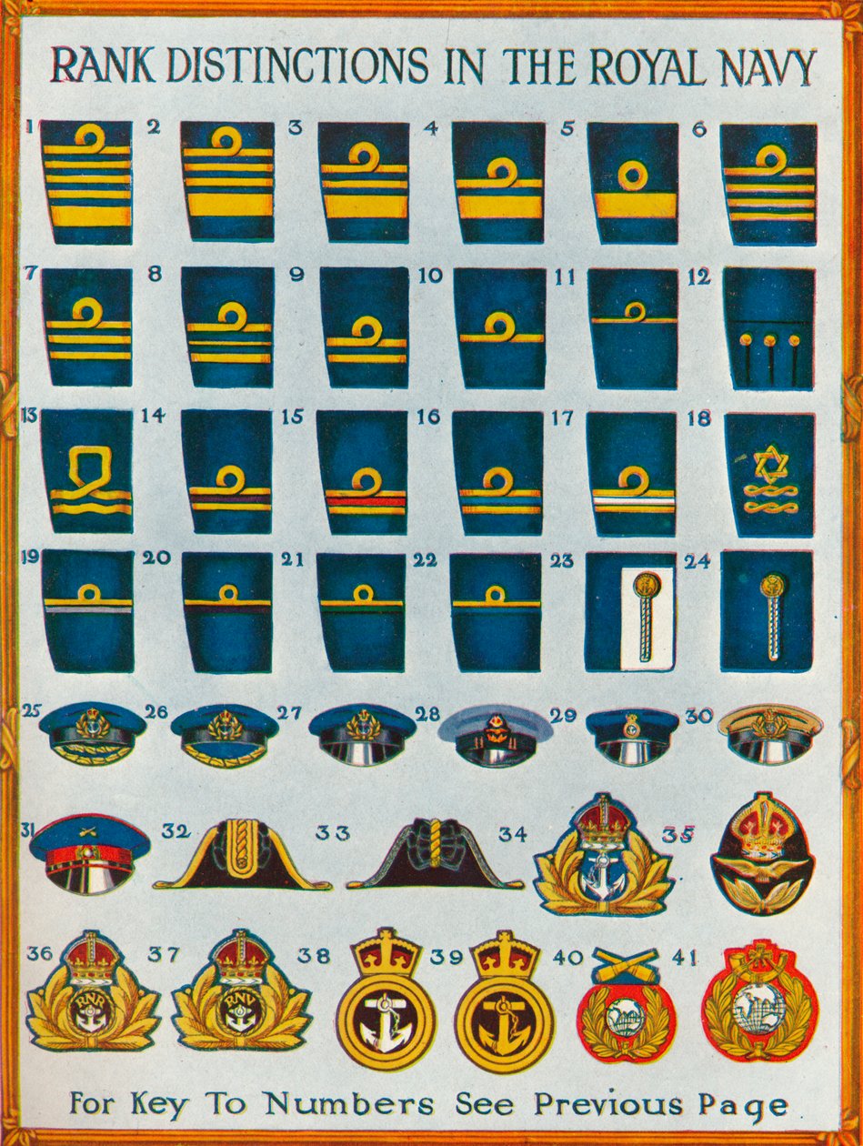 Rangudmærkelser i Royal Navy, c1919 1919 af Unbekannt