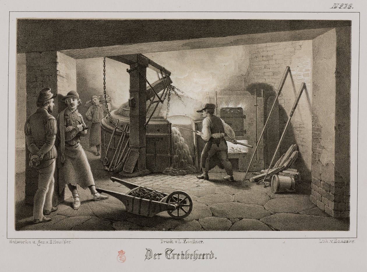 Råmaterialebehandling, Metallurgistøberi, Tyskland, ca 1851 af Unbekannt