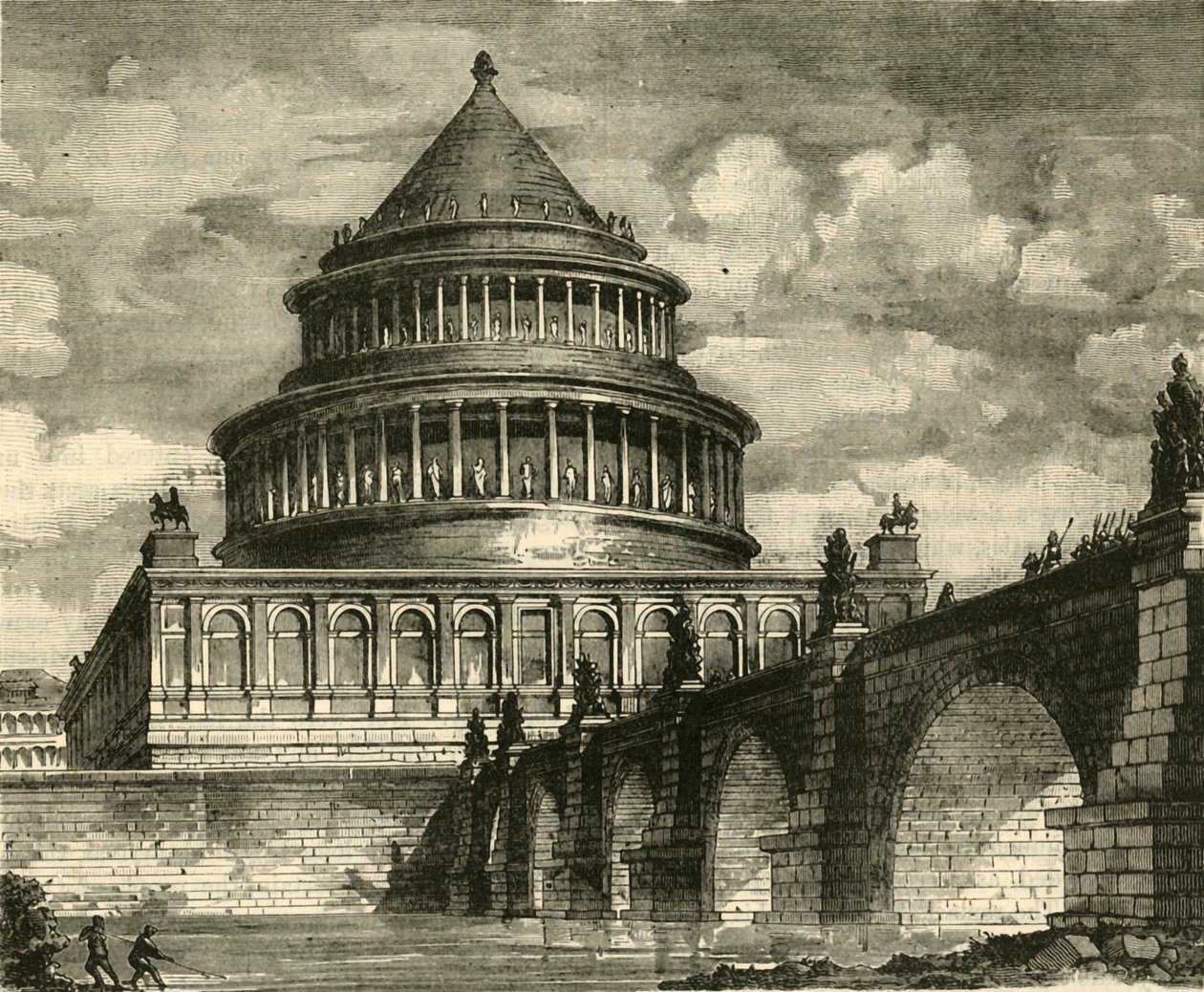 Genopbygning af Hadrians mausoleum, nu Saint Angelos slot, 1890. af Unbekannt
