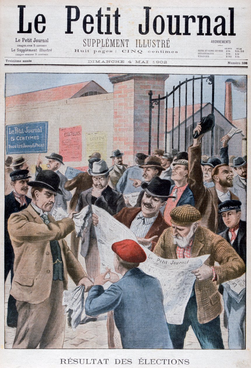 Læser valgresultater i avisen, Paris, 1902 af Unbekannt